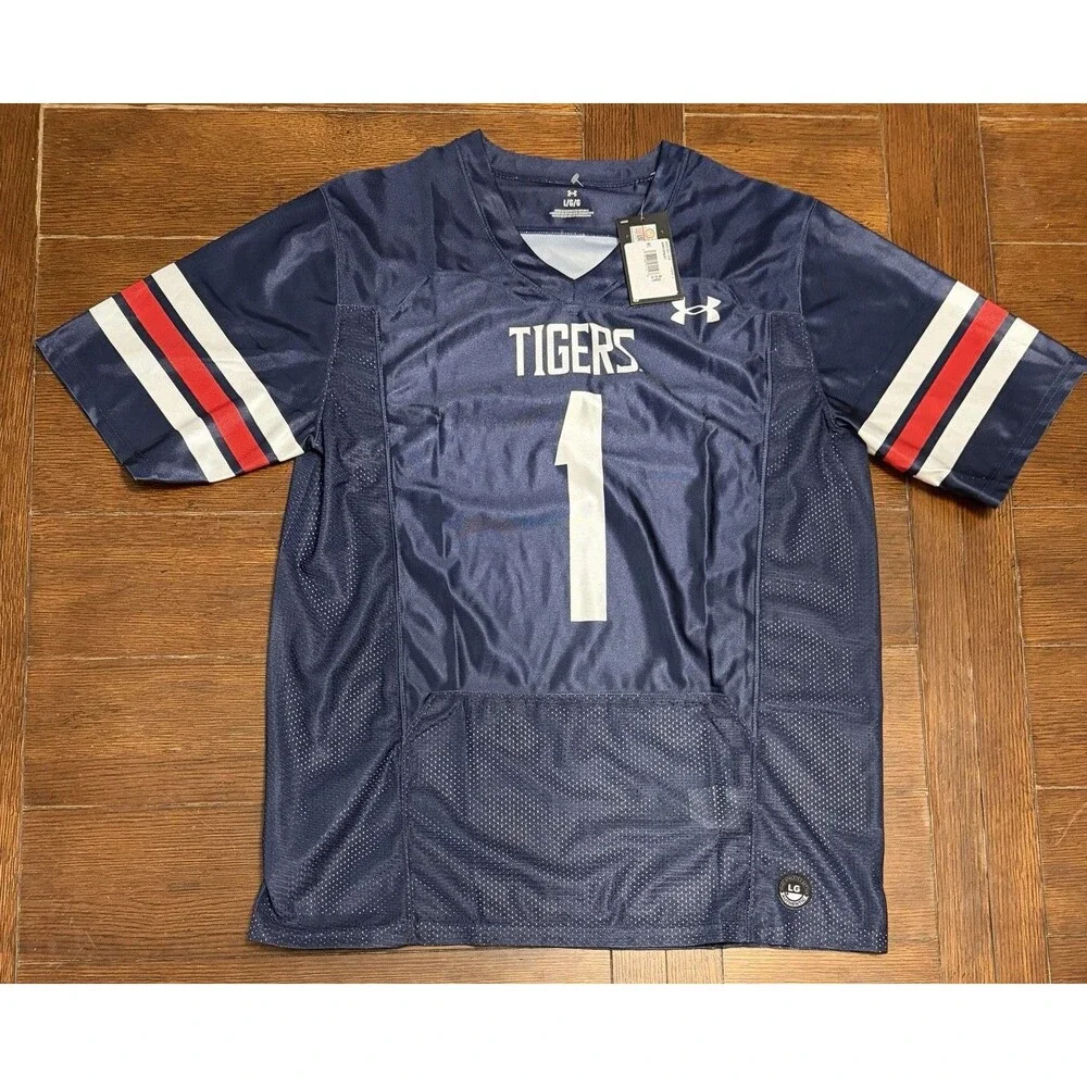 NWT Mens Under Armour Auburn Tigers Navy Football Jersey #1 Cam Newton $110 Sz L